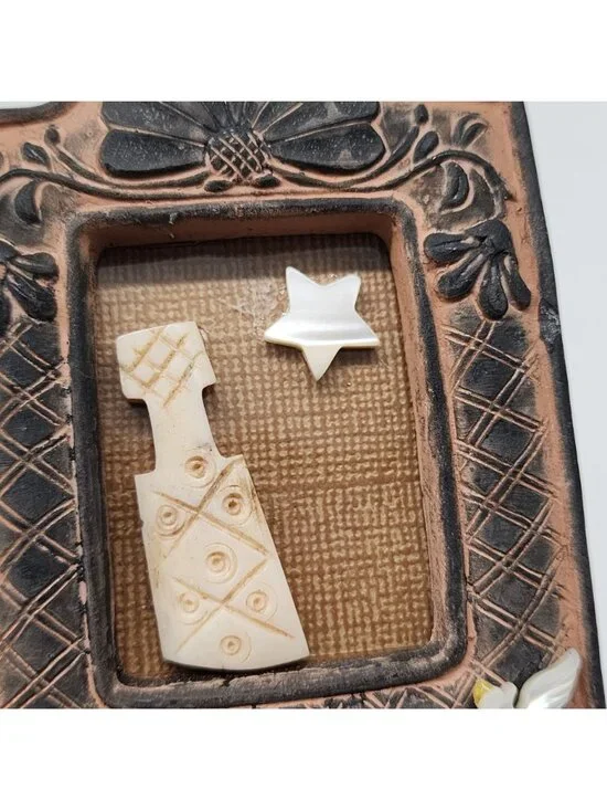Jewelry Art Mini Frame With Carved Mother of Pearl Star & Winged Dove Accents - Picture 2 of 8
